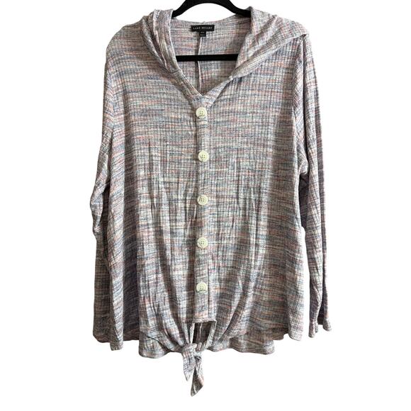 Lane Bryant Women's Plus Size Blue & Pink Space Dye Hooded Top SIze 18/20 2X - Picture 2 of 6